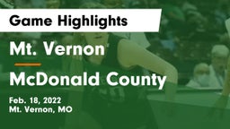 Mt. Vernon  vs McDonald County  Game Highlights - Feb. 18, 2022