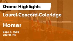 Laurel-Concord-Coleridge  vs Homer Game Highlights - Sept. 5, 2023