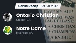 Recap: Ontario Christian  vs. Notre Dame  2017