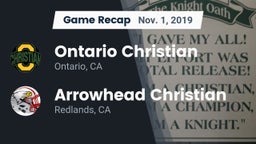 Recap: Ontario Christian  vs. Arrowhead Christian  2019