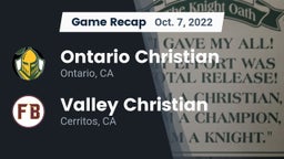 Recap: Ontario Christian  vs. Valley Christian  2022