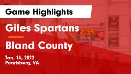 Giles  Spartans vs Bland County  Game Highlights - Jan. 14, 2022
