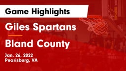 Giles  Spartans vs Bland County  Game Highlights - Jan. 26, 2022