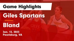 Giles  Spartans vs Bland  Game Highlights - Jan. 13, 2023