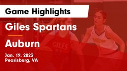 Giles  Spartans vs Auburn  Game Highlights - Jan. 19, 2023