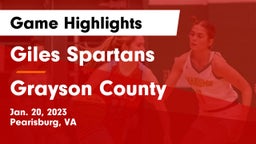 Giles  Spartans vs Grayson County  Game Highlights - Jan. 20, 2023