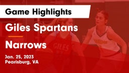 Giles  Spartans vs Narrows  Game Highlights - Jan. 25, 2023