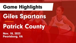 Giles  Spartans vs Patrick County  Game Highlights - Nov. 18, 2023