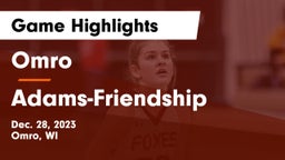 Omro  vs Adams-Friendship  Game Highlights - Dec. 28, 2023