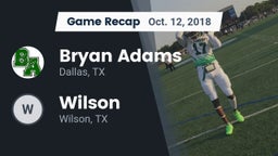 Recap: Bryan Adams  vs. Wilson  2018