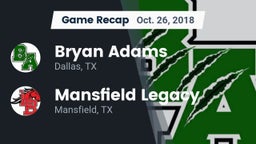 Recap: Bryan Adams  vs. Mansfield Legacy  2018
