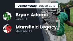 Recap: Bryan Adams  vs. Mansfield Legacy  2019