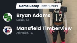 Recap: Bryan Adams  vs. Mansfield Timberview  2019