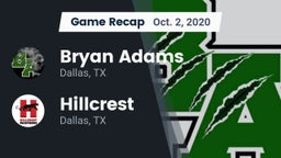 Recap: Bryan Adams  vs. Hillcrest  2020