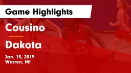 Cousino  vs Dakota Game Highlights - Jan. 15, 2019