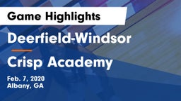 Deerfield-Windsor  vs Crisp Academy  Game Highlights - Feb. 7, 2020