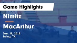 Nimitz  vs MacArthur  Game Highlights - Jan. 19, 2018