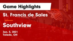 St. Francis de Sales  vs Southview  Game Highlights - Jan. 5, 2021