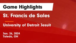 St. Francis de Sales  vs University of Detroit Jesuit  Game Highlights - Jan. 26, 2024