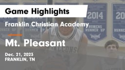 Franklin Christian Academy vs Mt. Pleasant  Game Highlights - Dec. 21, 2023