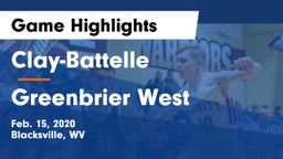 Clay-Battelle  vs Greenbrier West  Game Highlights - Feb. 15, 2020