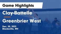 Clay-Battelle  vs Greenbrier West  Game Highlights - Dec. 30, 2023