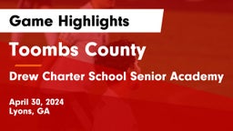Toombs County  vs Drew Charter School Senior Academy  Game Highlights - April 30, 2024