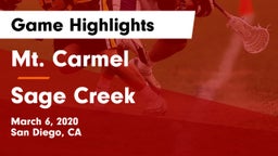 Mt. Carmel  vs Sage Creek  Game Highlights - March 6, 2020