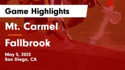 Mt. Carmel  vs Fallbrook  Game Highlights - May 5, 2023