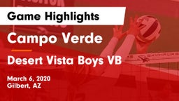 Campo Verde  vs Desert Vista  Boys VB Game Highlights - March 6, 2020