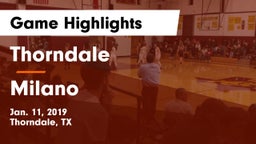 Thorndale  vs Milano  Game Highlights - Jan. 11, 2019