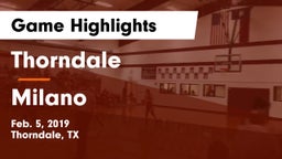 Thorndale  vs Milano  Game Highlights - Feb. 5, 2019