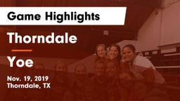 Thorndale  vs Yoe  Game Highlights - Nov. 19, 2019
