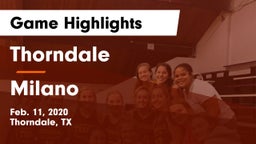 Thorndale  vs Milano  Game Highlights - Feb. 11, 2020