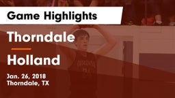 Thorndale  vs Holland  Game Highlights - Jan. 26, 2018