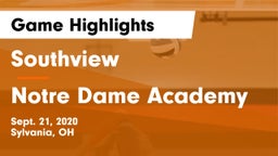Southview  vs Notre Dame Academy  Game Highlights - Sept. 21, 2020