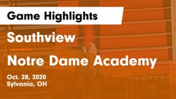 Southview  vs Notre Dame Academy  Game Highlights - Oct. 28, 2020