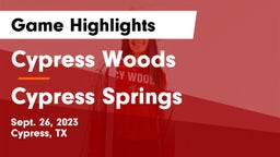 Cypress Woods  vs Cypress Springs  Game Highlights - Sept. 26, 2023
