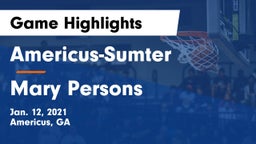Americus-Sumter  vs Mary Persons  Game Highlights - Jan. 12, 2021