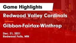 Redwood Valley Cardinals vs Gibbon-Fairfax-Winthrop  Game Highlights - Dec. 21, 2021