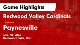 Redwood Valley Cardinals vs Paynesville  Game Highlights - Jan. 30, 2023
