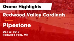 Redwood Valley Cardinals vs Pipestone  Game Highlights - Dec 02, 2016