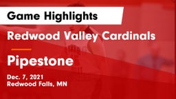 Redwood Valley Cardinals vs Pipestone  Game Highlights - Dec. 7, 2021