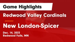 Redwood Valley Cardinals vs New London-Spicer  Game Highlights - Dec. 14, 2023