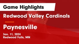 Redwood Valley Cardinals vs Paynesville  Game Highlights - Jan. 11, 2024