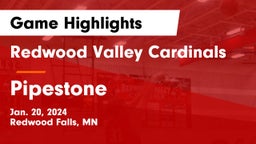 Redwood Valley Cardinals vs Pipestone  Game Highlights - Jan. 20, 2024