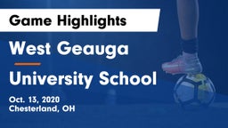 West Geauga  vs University School Game Highlights - Oct. 13, 2020
