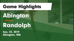 Abington  vs Randolph  Game Highlights - Jan. 22, 2019