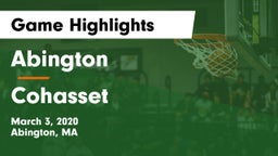 Abington  vs Cohasset  Game Highlights - March 3, 2020