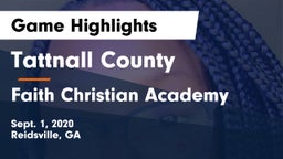 Tattnall County  vs Faith Christian Academy Game Highlights - Sept. 1, 2020
